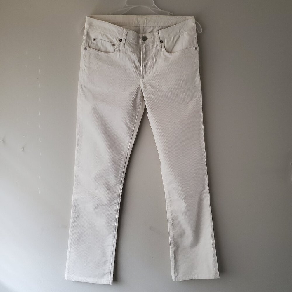 NEW Helmut Lang Off-White Corduroy Straight Leg Pants Ankle Crop Size 27
